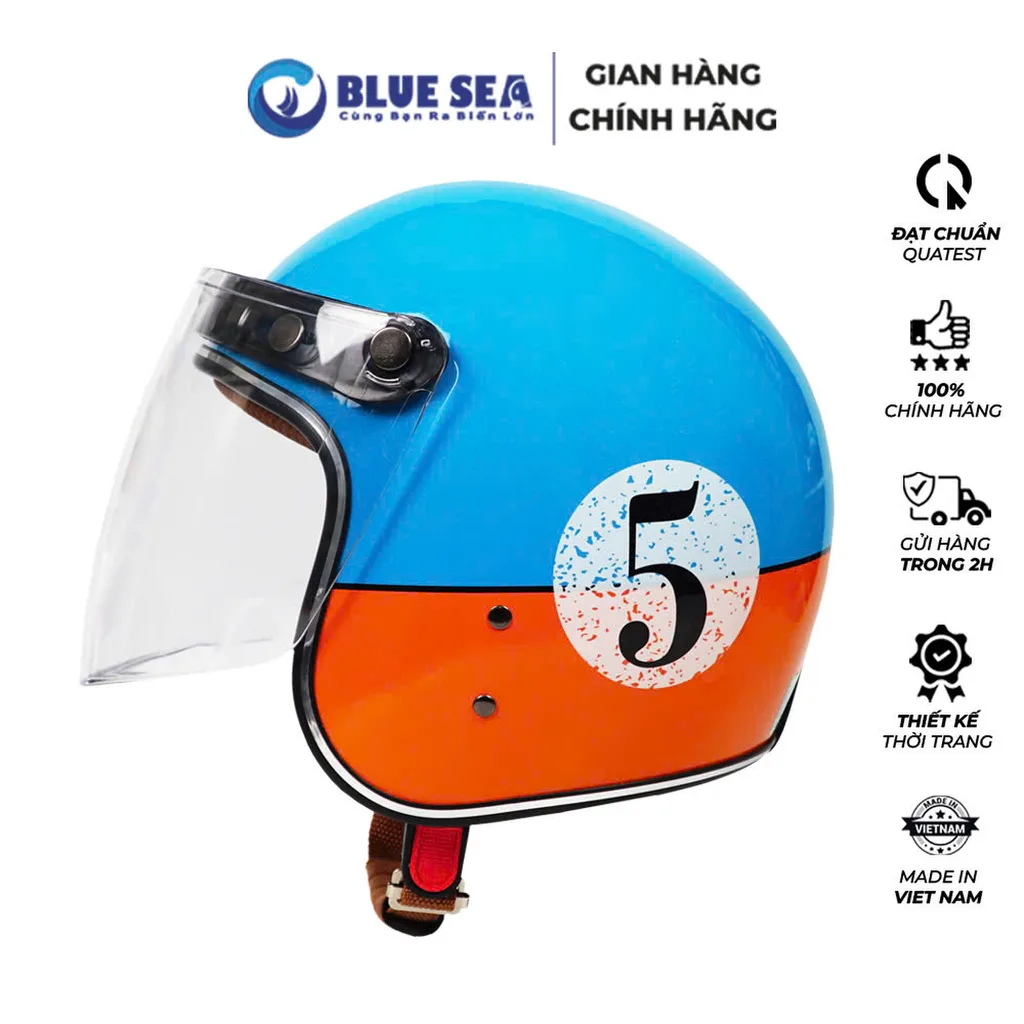 Nón bảo hiểm 3/4 đầu sx tại cty nón bảo hiểm Blue Sea