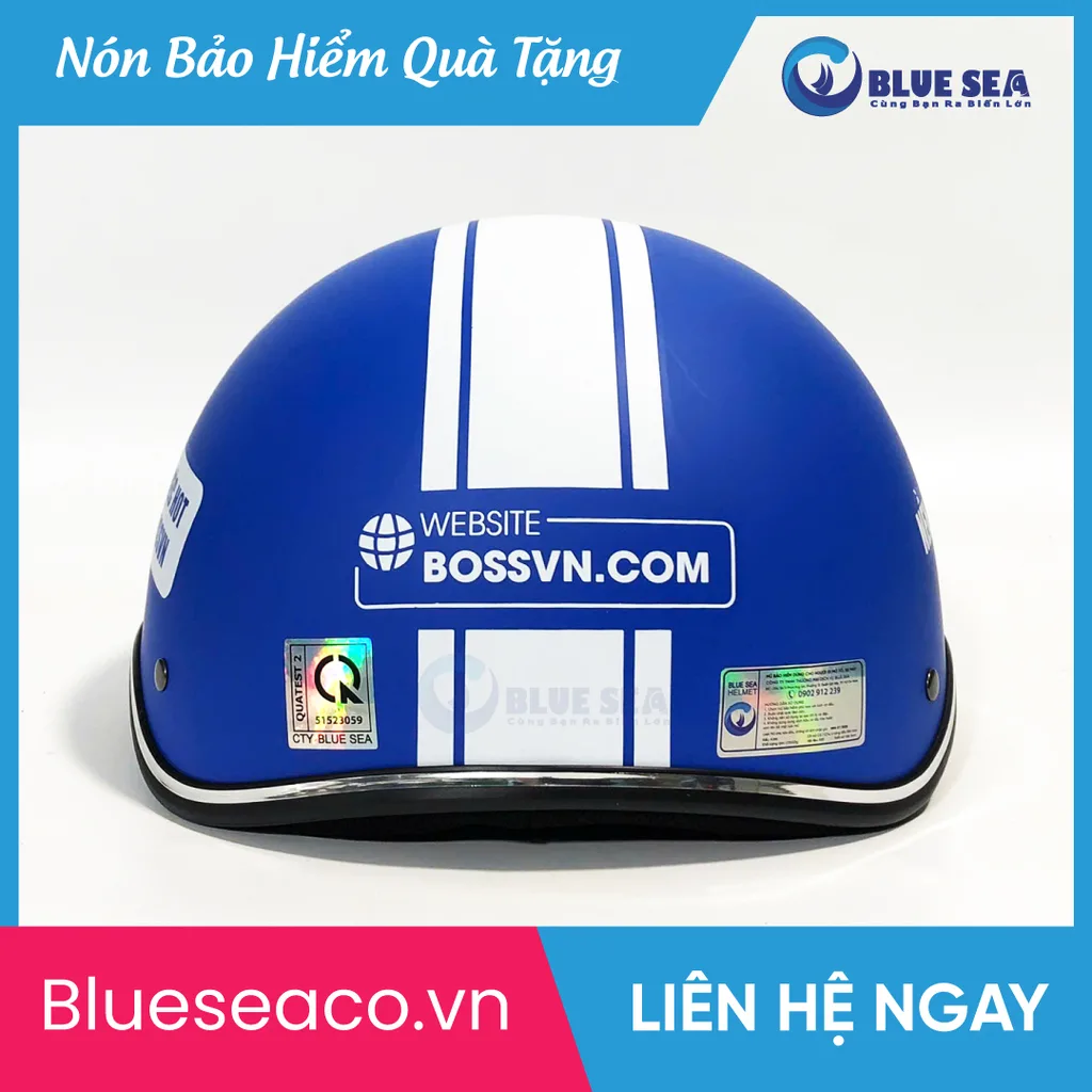 Mũ bảo hiểm có tem kiểm định chất lượng và tem nguồn gốc xuất xứ rõ ràng.